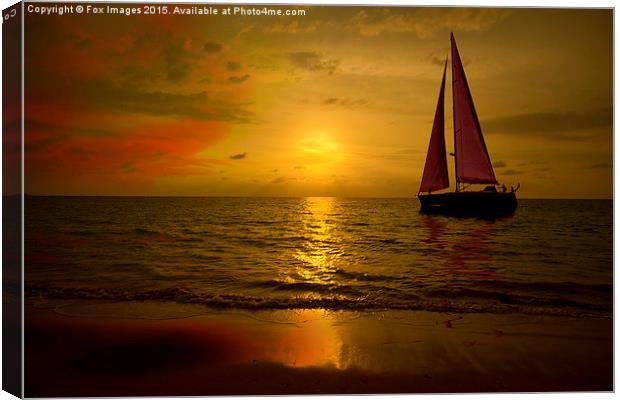  sunset sea and boat Canvas Print by Derrick Fox Lomax