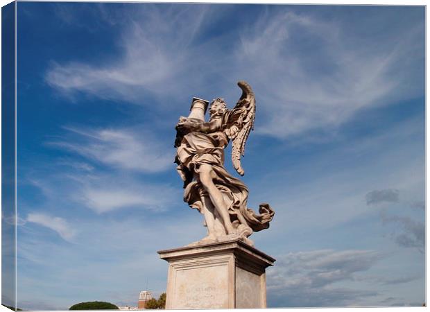 Angel On the Ponte Sant' Angelo  Canvas Print by Malcolm Snook