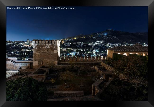  Alhambra Palace in Granada at Night Framed Print by Philip Pound