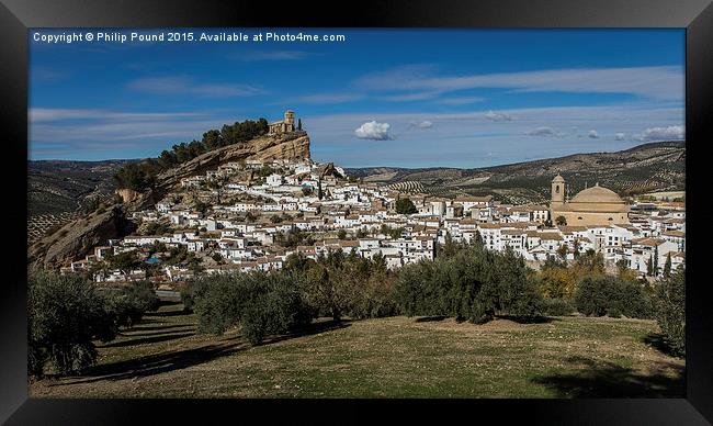  Two churches at mountain village in Spain Framed Print by Philip Pound