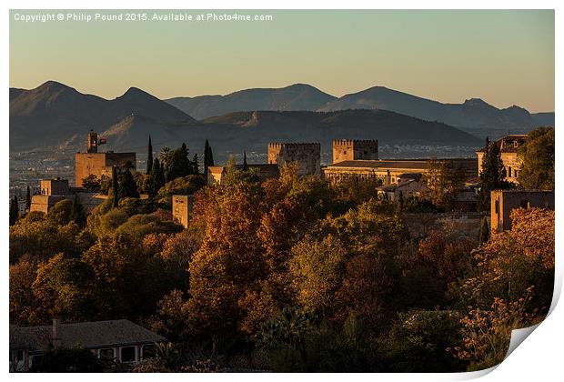  Alhambra Palace in Autumn Print by Philip Pound