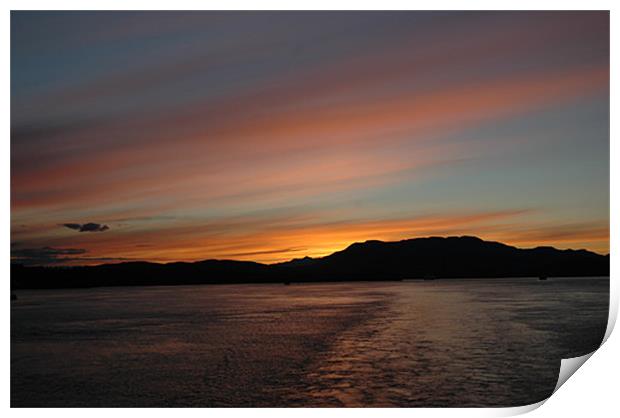 Sunset over the sea Print by Ian Pilkington