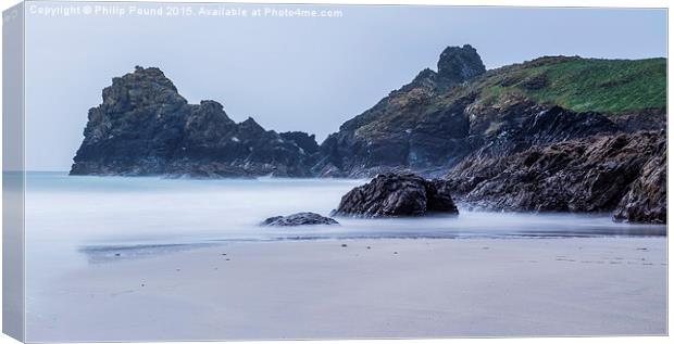  Tide comes in on the Cornish Beach Canvas Print by Philip Pound
