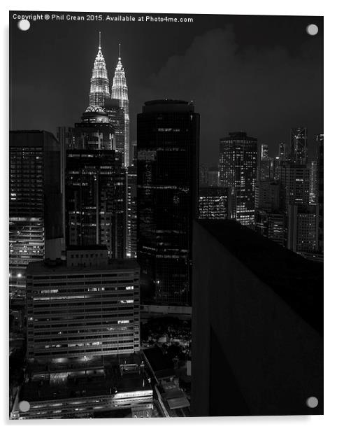  Kuala Lumpur at night cityscape Acrylic by Phil Crean