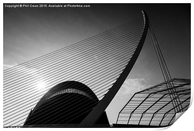 Bridge of Pont du in the City of Arts and Sciences Print by Phil Crean