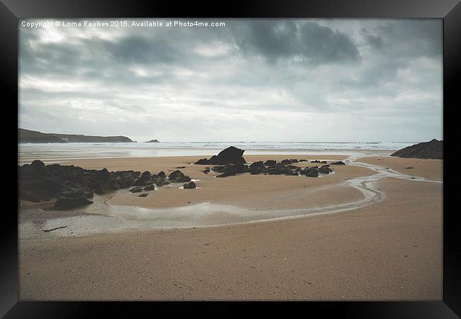 Fistral Beach, Cornwall  Framed Print by Lorna Faulkes