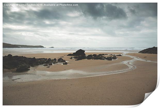 Fistral Beach, Cornwall  Print by Lorna Faulkes