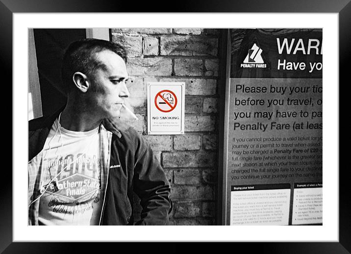 No Smoking at the Station Framed Mounted Print by Johanna Garlike
