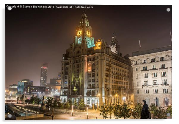  liver building Liverpool waterfront  Acrylic by Steven Blanchard