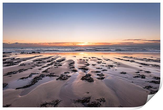  The Beach and Sunset Print by Nick Rowland