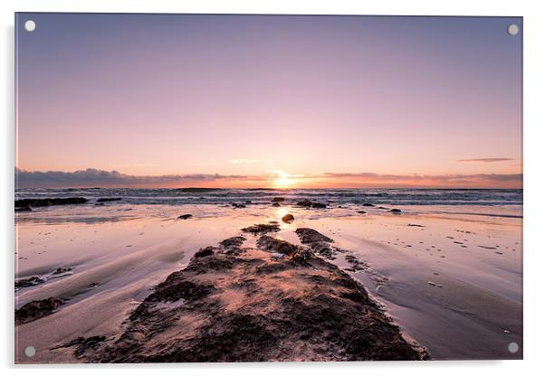 Sun setting on the Beach Acrylic by Nick Rowland