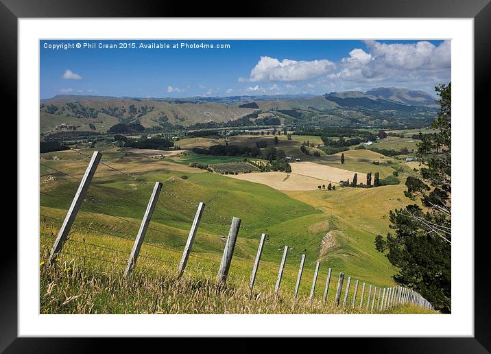  View from Te Mata, New Zealand Framed Mounted Print by Phil Crean