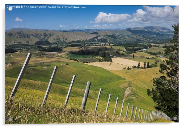  View from Te Mata, New Zealand Acrylic by Phil Crean