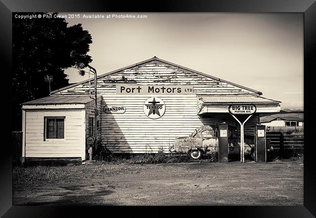  Disused petrol station 1, New Zealand Framed Print by Phil Crean
