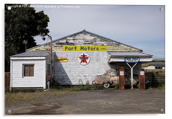  Disused petrol station New Zealand Acrylic by Phil Crean