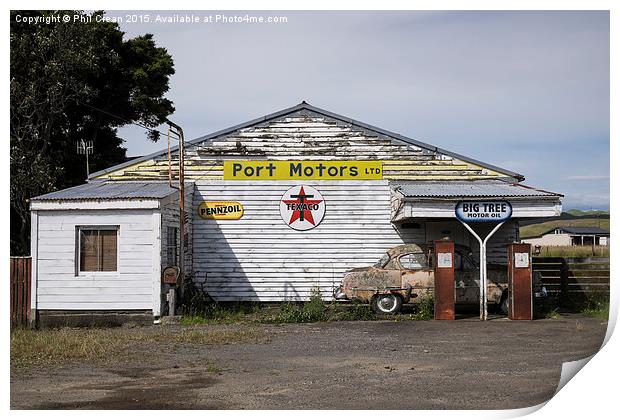  Disused petrol station New Zealand Print by Phil Crean