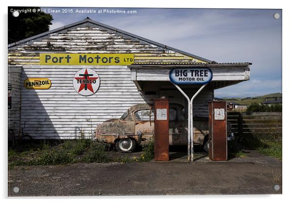  Disused petrol station 2 New Zealand Acrylic by Phil Crean