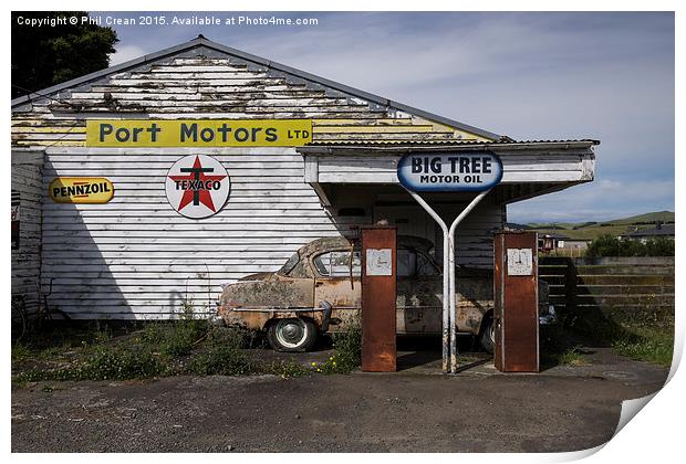  Disused petrol station 2 New Zealand Print by Phil Crean