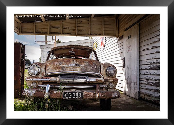 Abandoned car, New Zealand Framed Mounted Print by Phil Crean