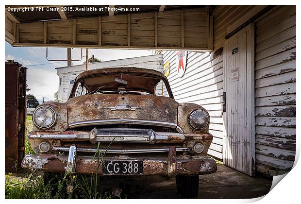 Abandoned car, New Zealand Print by Phil Crean