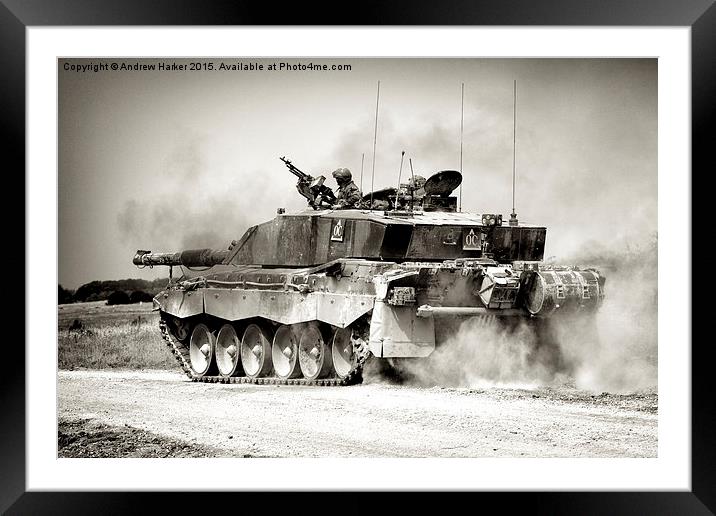 A British Army Challenger 2 Main Battle Tank Framed Mounted Print by Andrew Harker