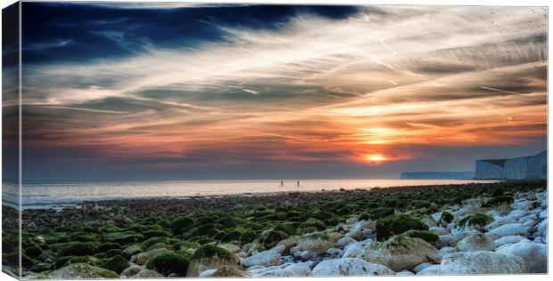 Birling Gap Sunset Canvas Print by Nick Rowland