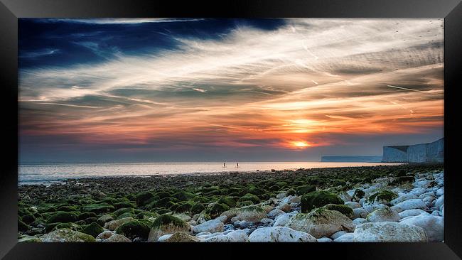  Birling Gap Sunset Framed Print by Nick Rowland