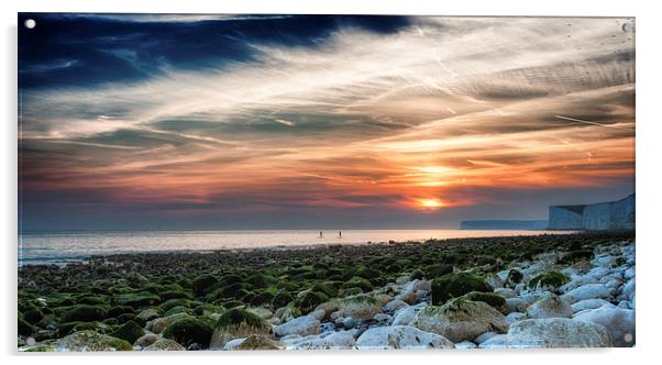  Birling Gap Sunset Acrylic by Nick Rowland