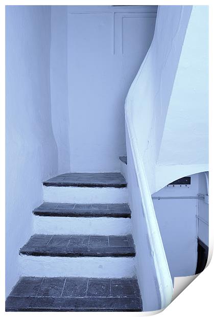 blue stair Print by Josep M Peñalver