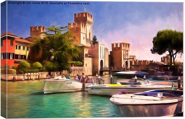  Sirmione Scaliger Castle with artistic filter Canvas Print by Jim Jones