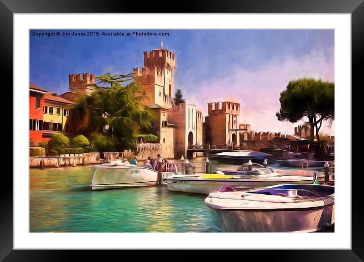  Sirmione Scaliger Castle with artistic filter Framed Mounted Print by Jim Jones