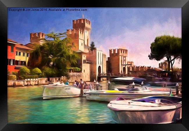  Sirmione Scaliger Castle with artistic filter Framed Print by Jim Jones