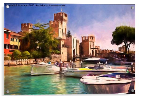  Sirmione Scaliger Castle with artistic filter Acrylic by Jim Jones