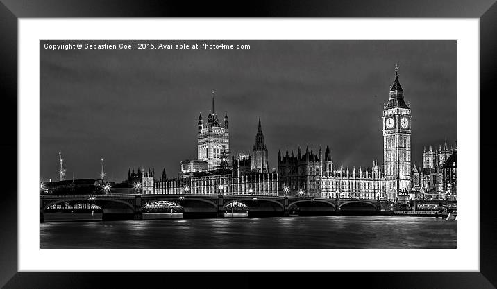 London cityscape with big ben Framed Mounted Print by Sebastien Coell
