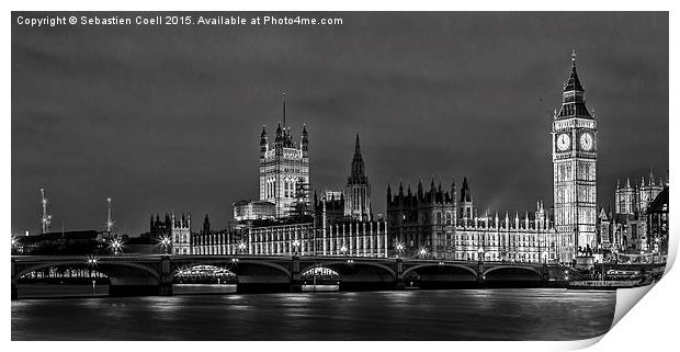 London cityscape with big ben Print by Sebastien Coell