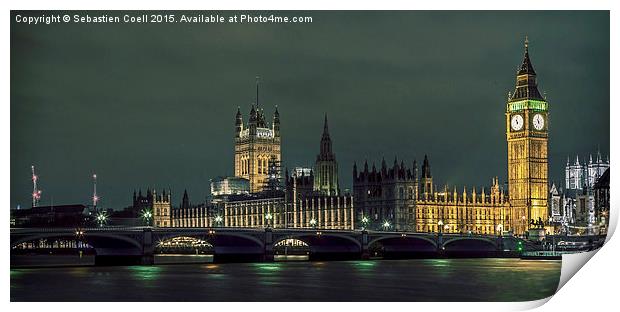 London cityscape with big ben Print by Sebastien Coell