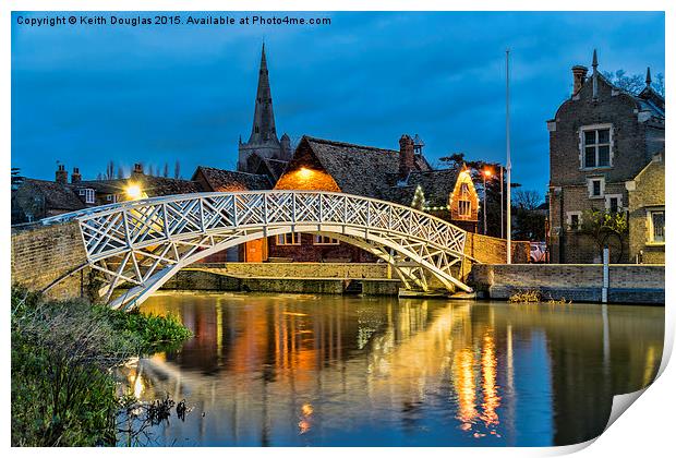 Twilight over the Chinese Bridge, Godmanchester Print by Keith Douglas