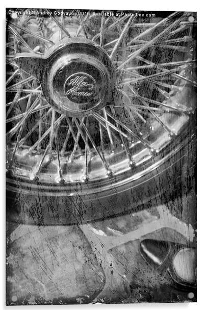 Wheel of an old car. Acrylic by Andrey  Godyaykin
