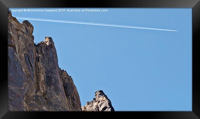  Plane overhead at Smith Rock Framed Print by Wilhelmina Hayward