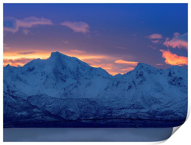 Arctic Sundown, Lofoten, Norway Print by Mark Llewellyn