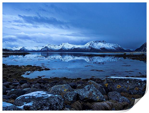 Arctic Reflections, Lofoten, Norway Print by Mark Llewellyn