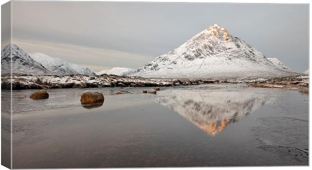  Mountain Reflection on the River Etive Canvas Print by Grant Glendinning