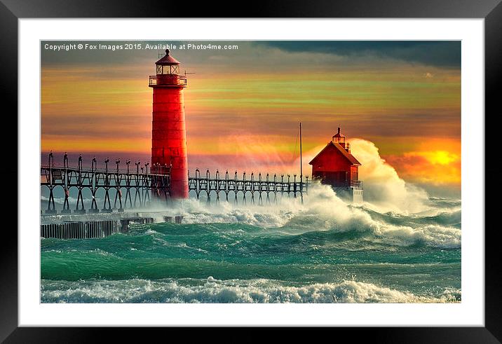  lighthouse waves at sea Framed Mounted Print by Derrick Fox Lomax
