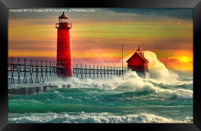  lighthouse waves at sea Framed Print by Derrick Fox Lomax