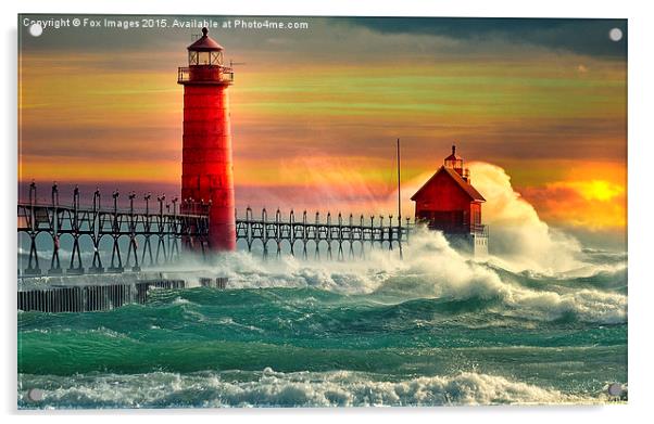 lighthouse waves at sea Acrylic by Derrick Fox Lomax