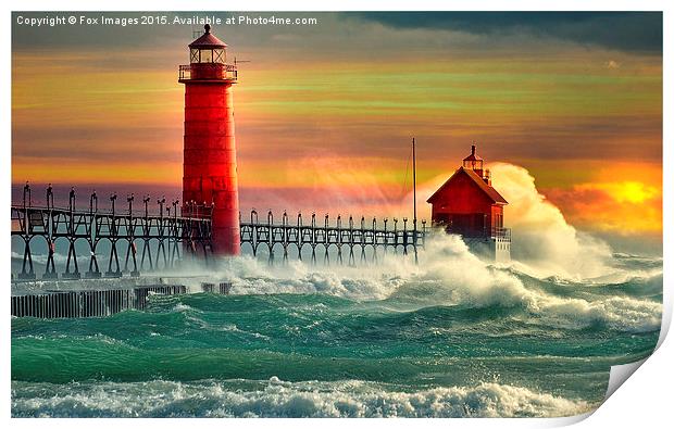  lighthouse waves at sea Print by Derrick Fox Lomax