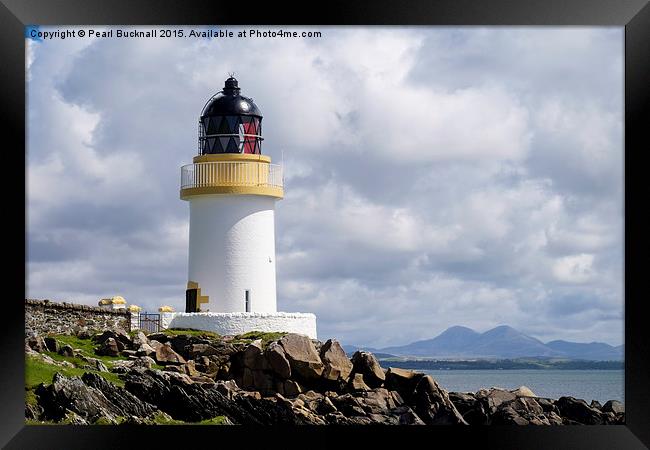 Port Charlotte Lighthouse Islay Framed Print by Pearl Bucknall