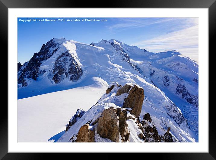 Mont Blanc Massif in Winter Snow Framed Mounted Print by Pearl Bucknall