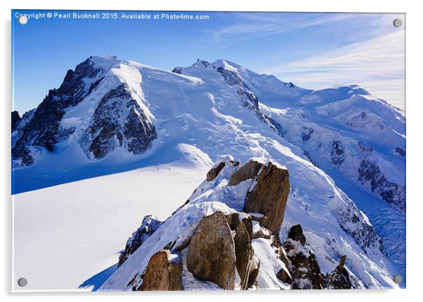 Mont Blanc Massif in Winter Snow Acrylic by Pearl Bucknall
