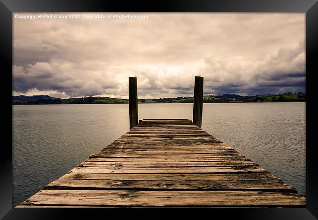  Waterfront jetty, New Zealand Framed Print by Phil Crean